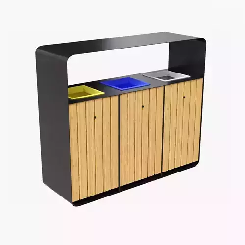 HANKO Outdoor Waste Recycling Bin with 3 Removable Compartments