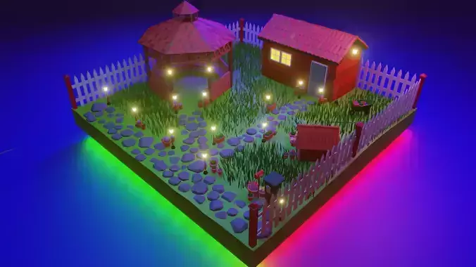 Garden paper house with lights