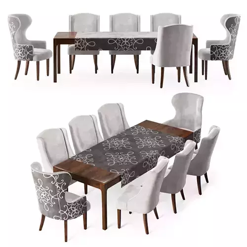 Dove Gray Velvet Dining Chairs and table
