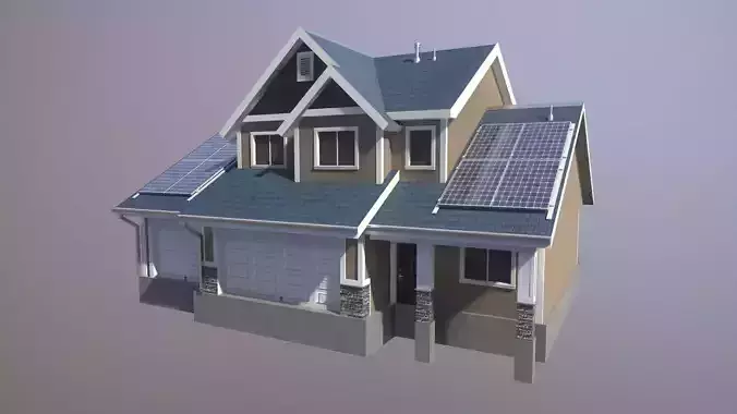 Modern Suburban House Low-poly
