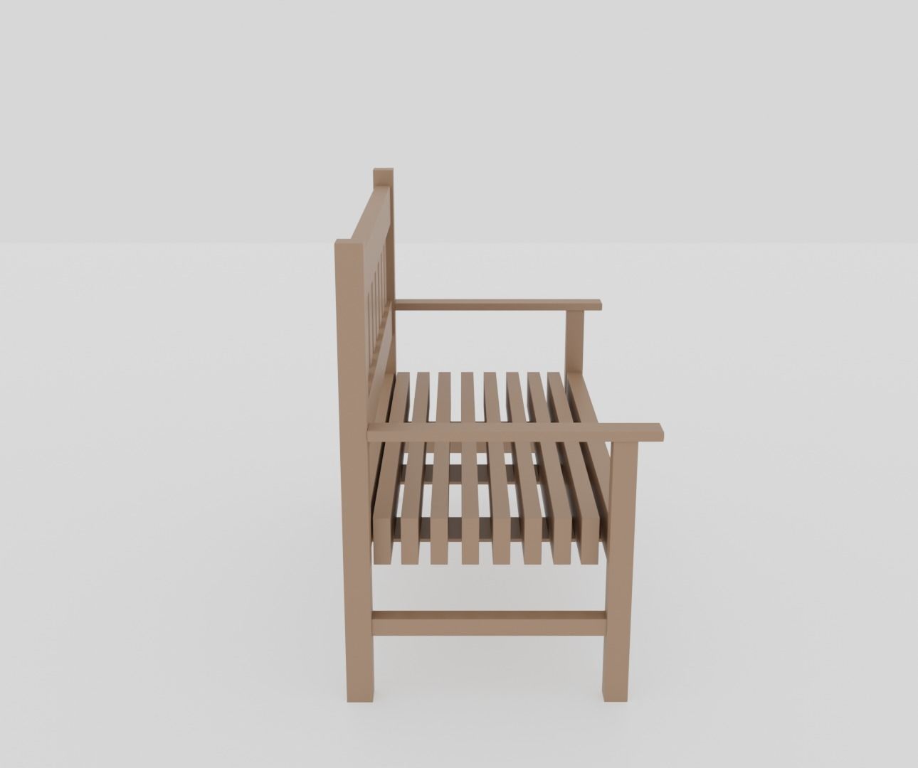 Terrace Wooden Bench Low-poly 3D model_3