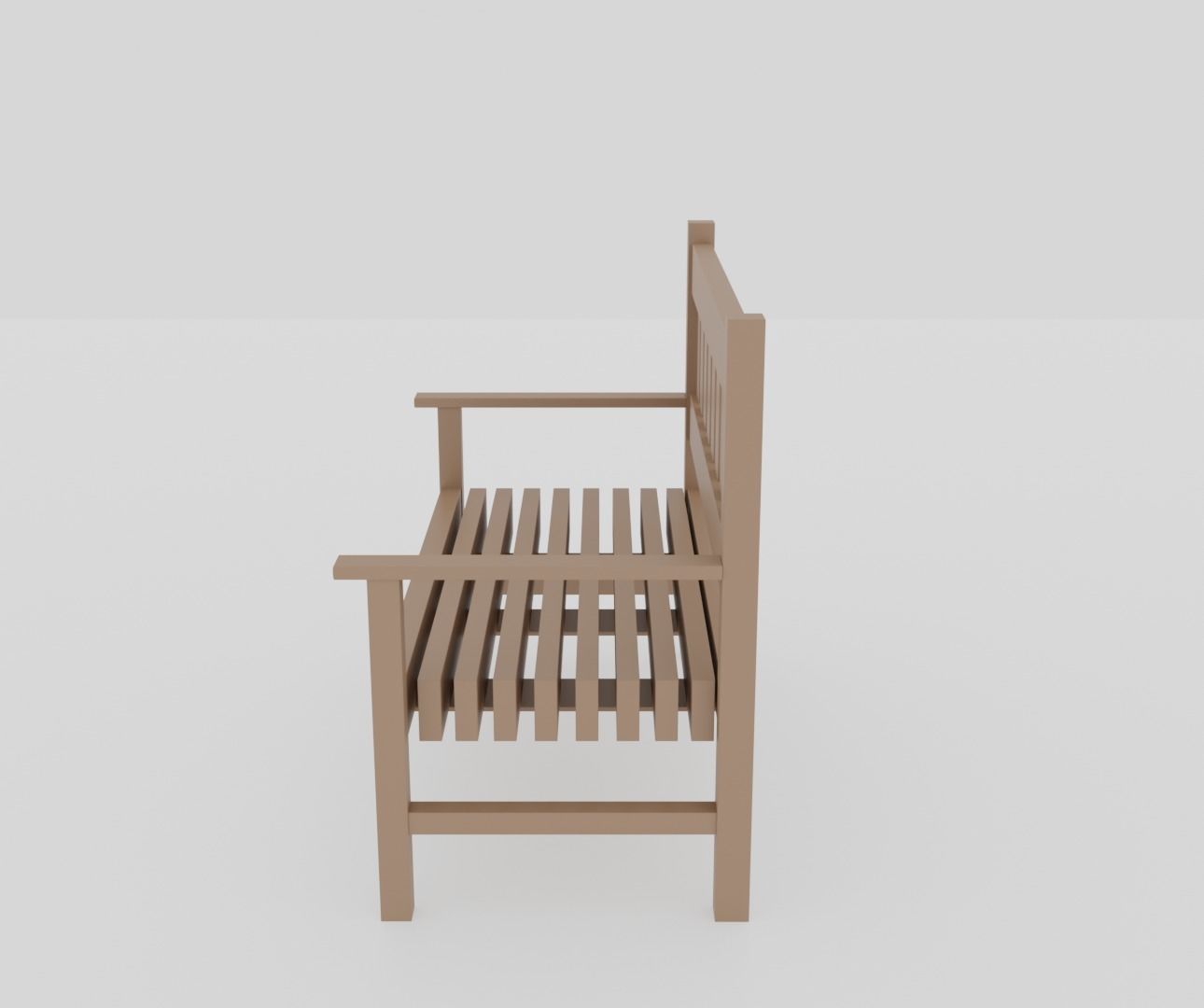Terrace Wooden Bench Low-poly 3D model_1
