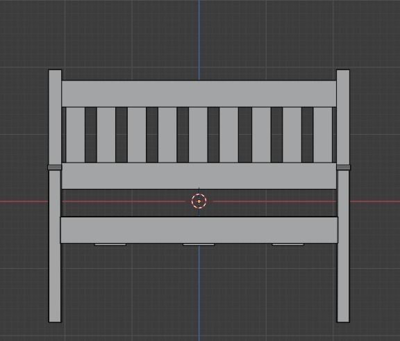 Terrace Wooden Bench Low-poly 3D model_19