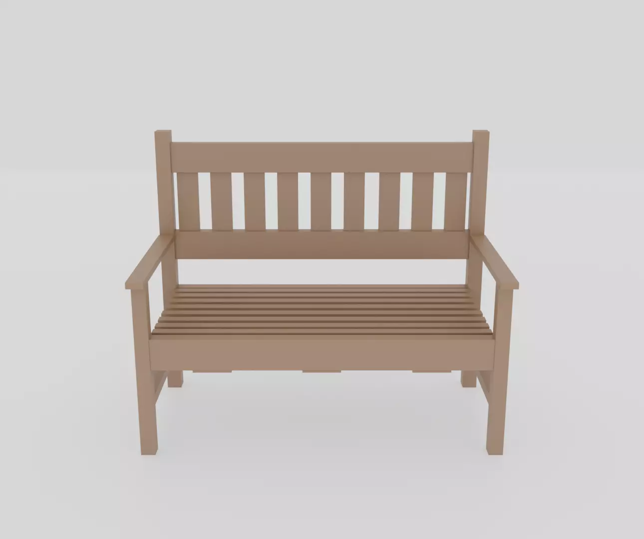 Terrace Wooden Bench Low-poly 3D model_0
