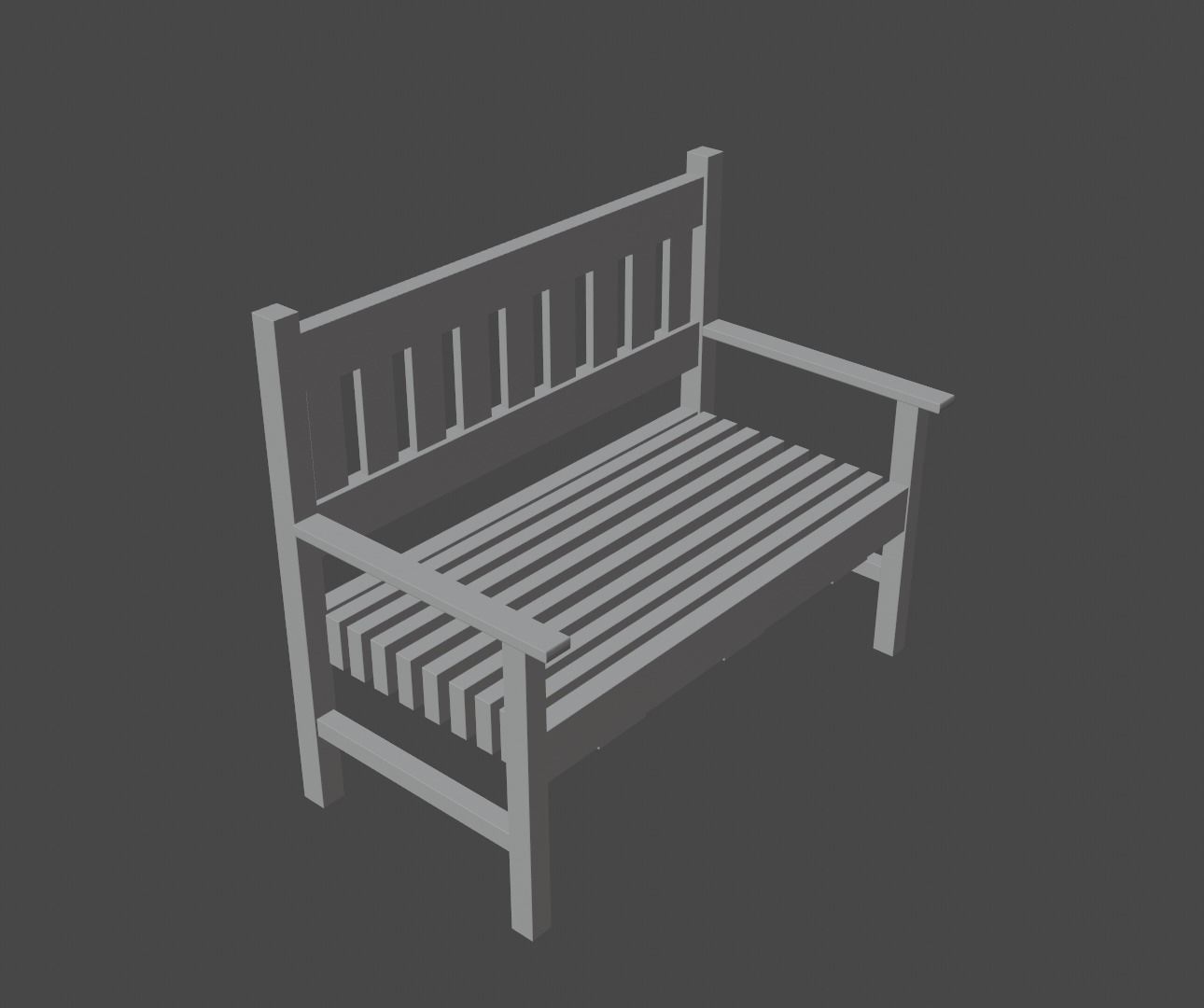 Terrace Wooden Bench Low-poly 3D model_26