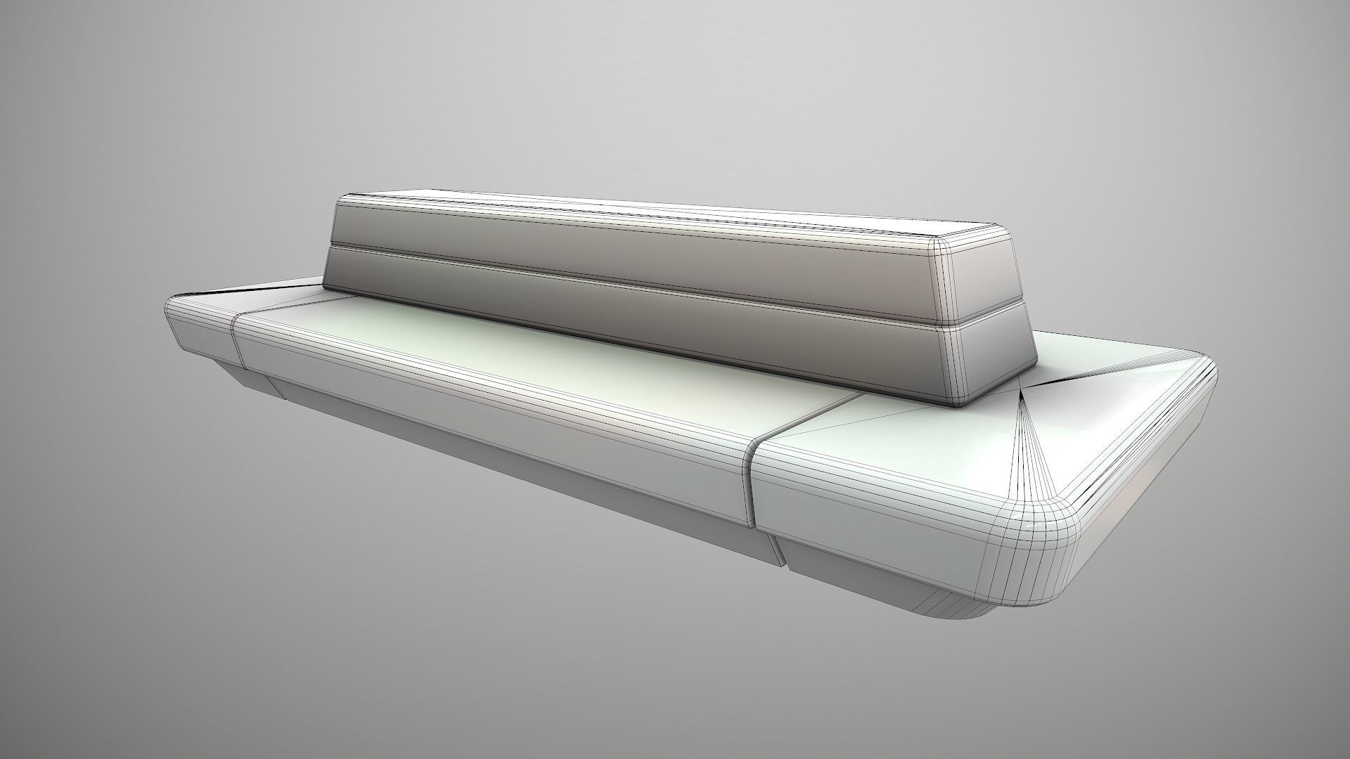 Futuristic Middle Bench Low-poly 3D model_6