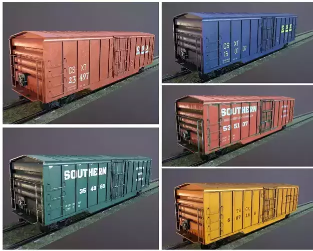 Train Box Car Low-poly 3D model Low-poly 3D model Low-poly 3D model