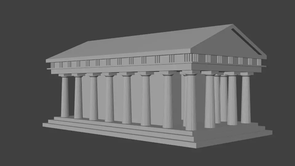 Greek Temple No Mat No Ornaments 3D model