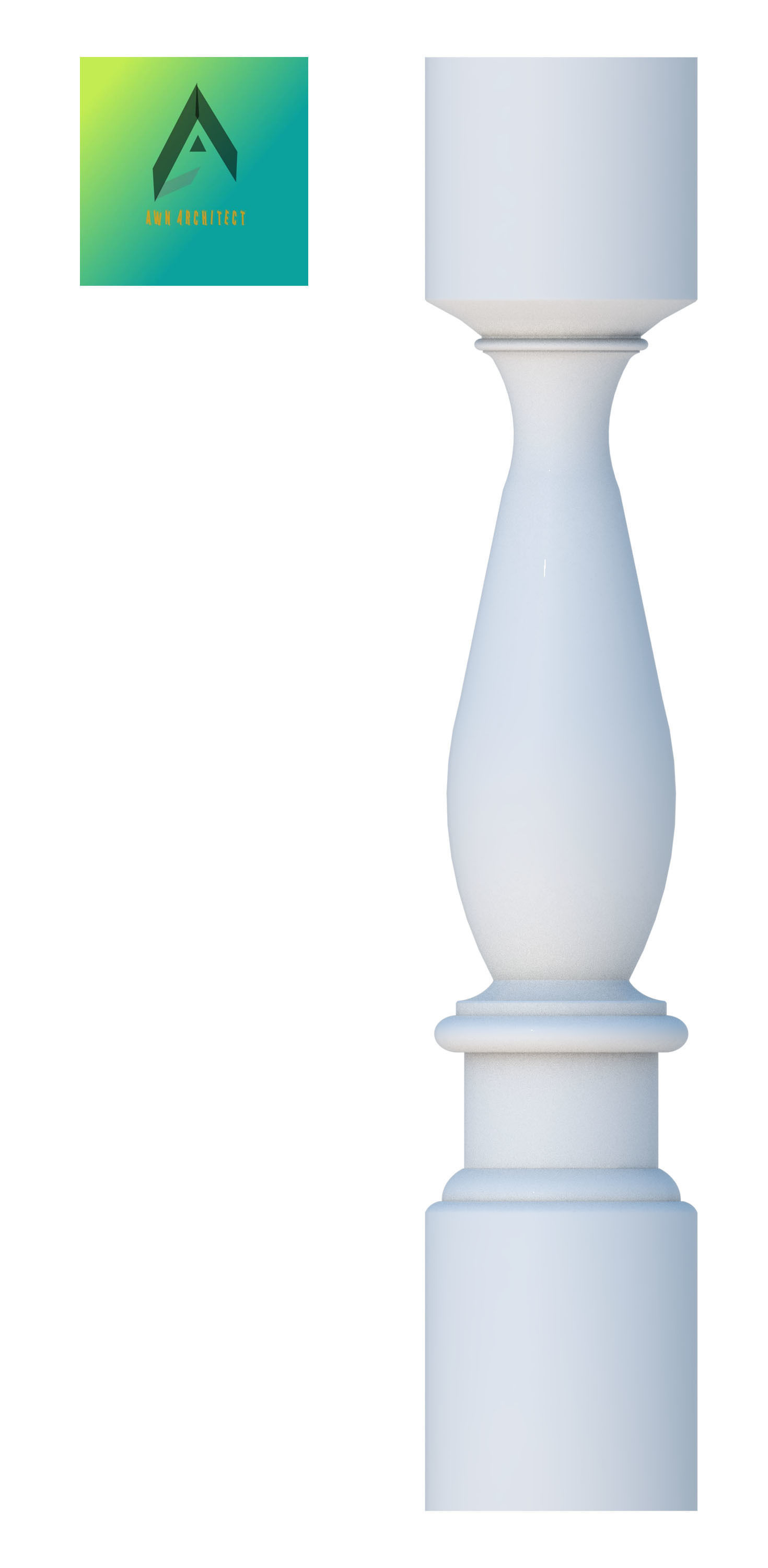 Baluster Model 1 pedestal with logo 3D print model_1