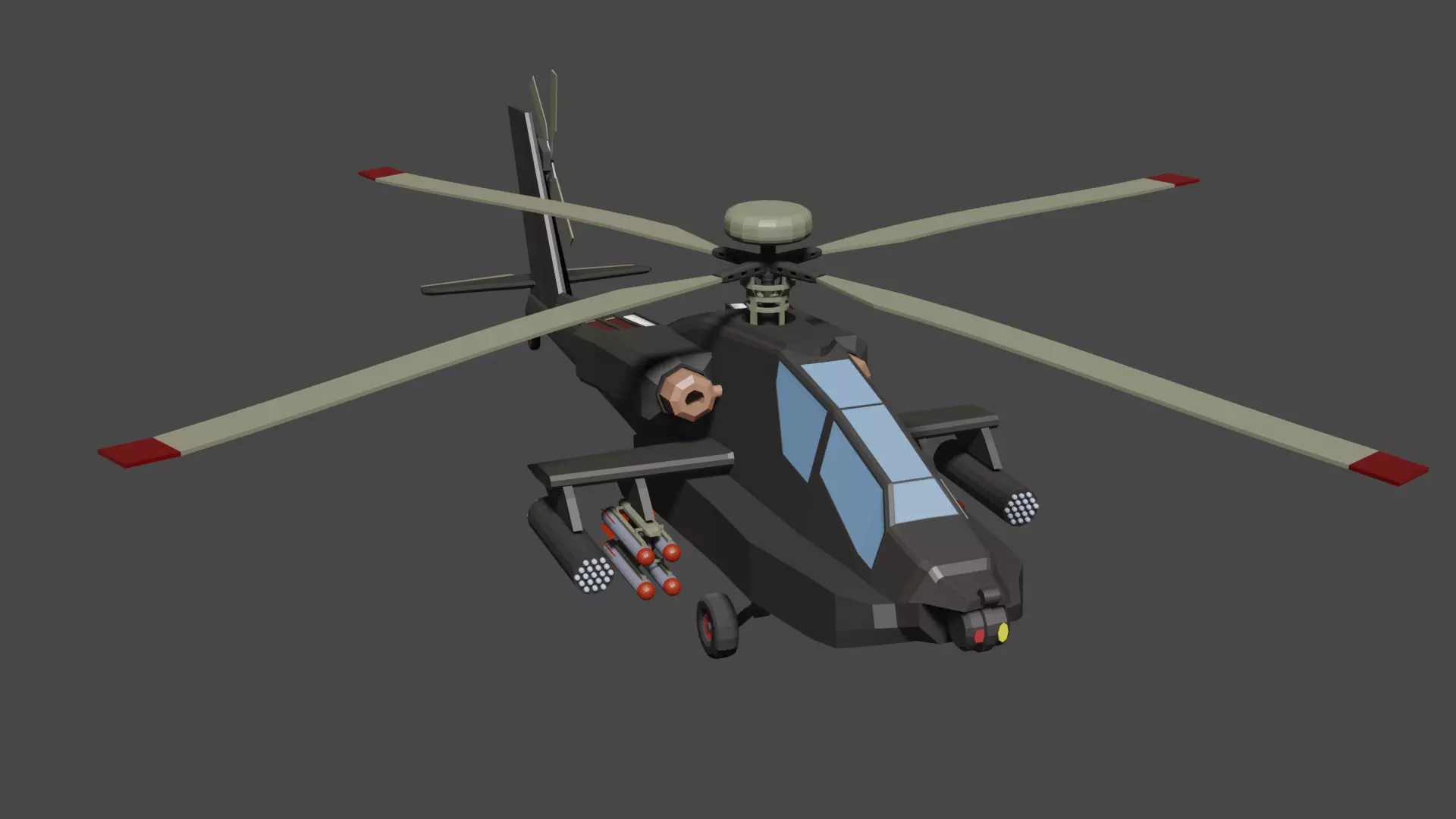 AH 64-D Apache Helicopter Low-poly 3D model_0