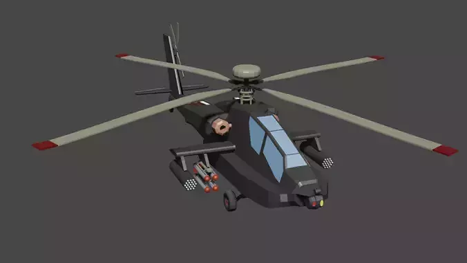 AH 64-D Apache Helicopter Low-poly 3D model