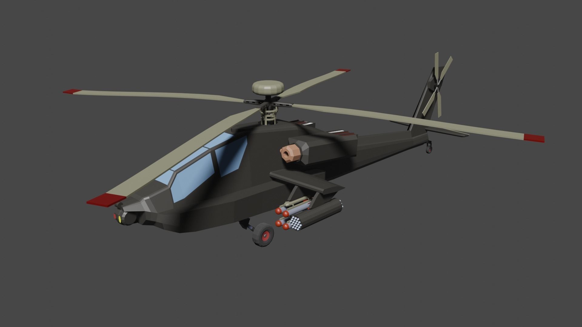 AH 64-D Apache Helicopter Low-poly 3D model_4