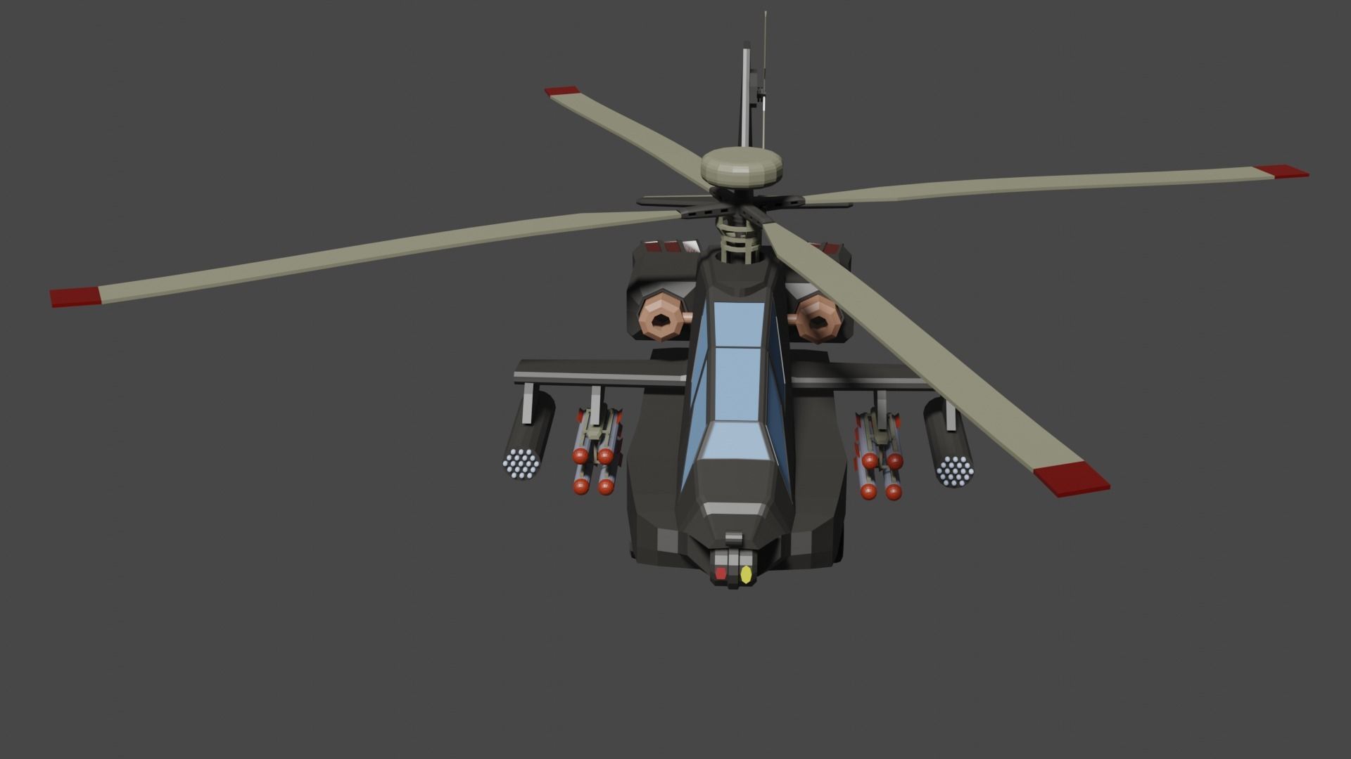 AH 64-D Apache Helicopter Low-poly 3D model_1