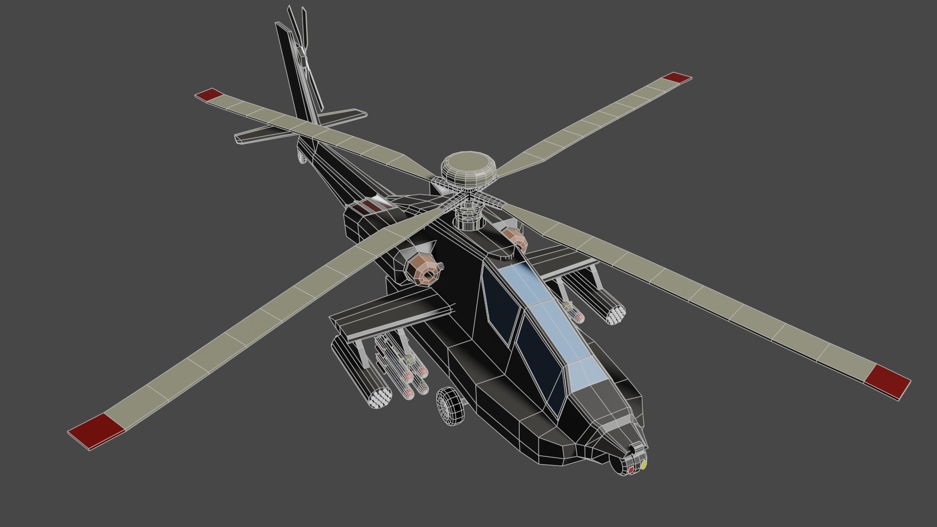 AH 64-D Apache Helicopter Low-poly 3D model_3