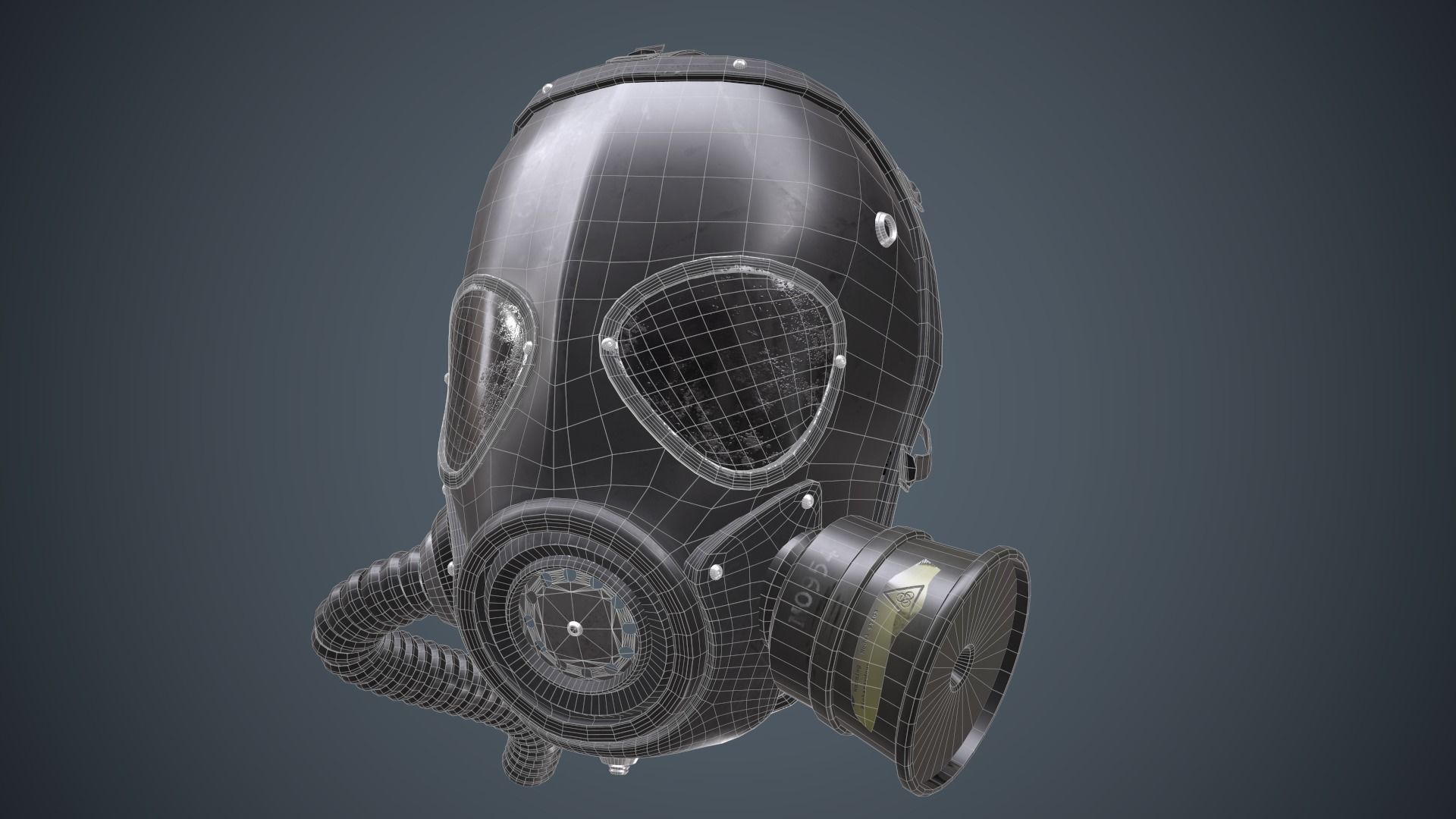 Gas Mask Low-poly 3D model_15