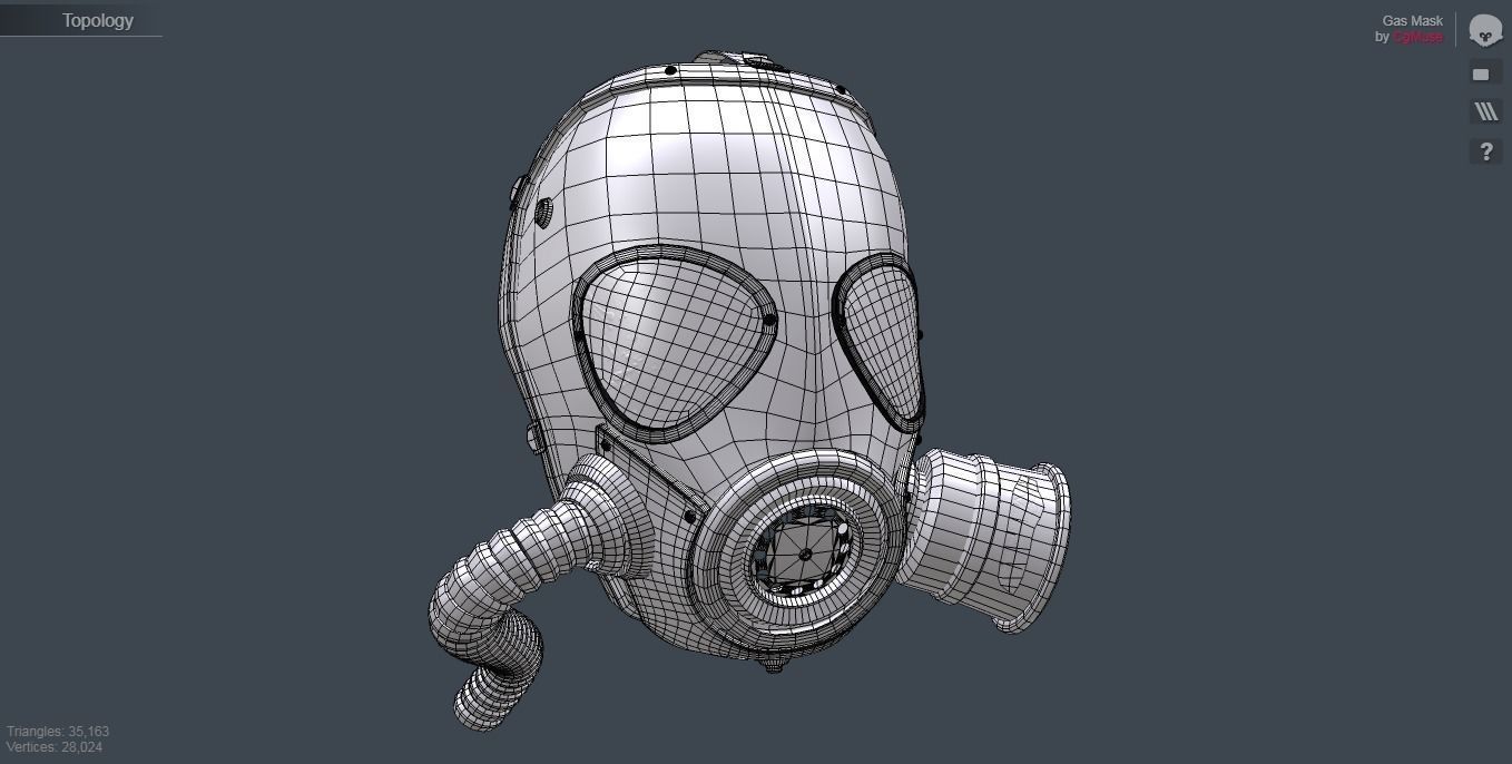 Gas Mask Low-poly 3D model_20