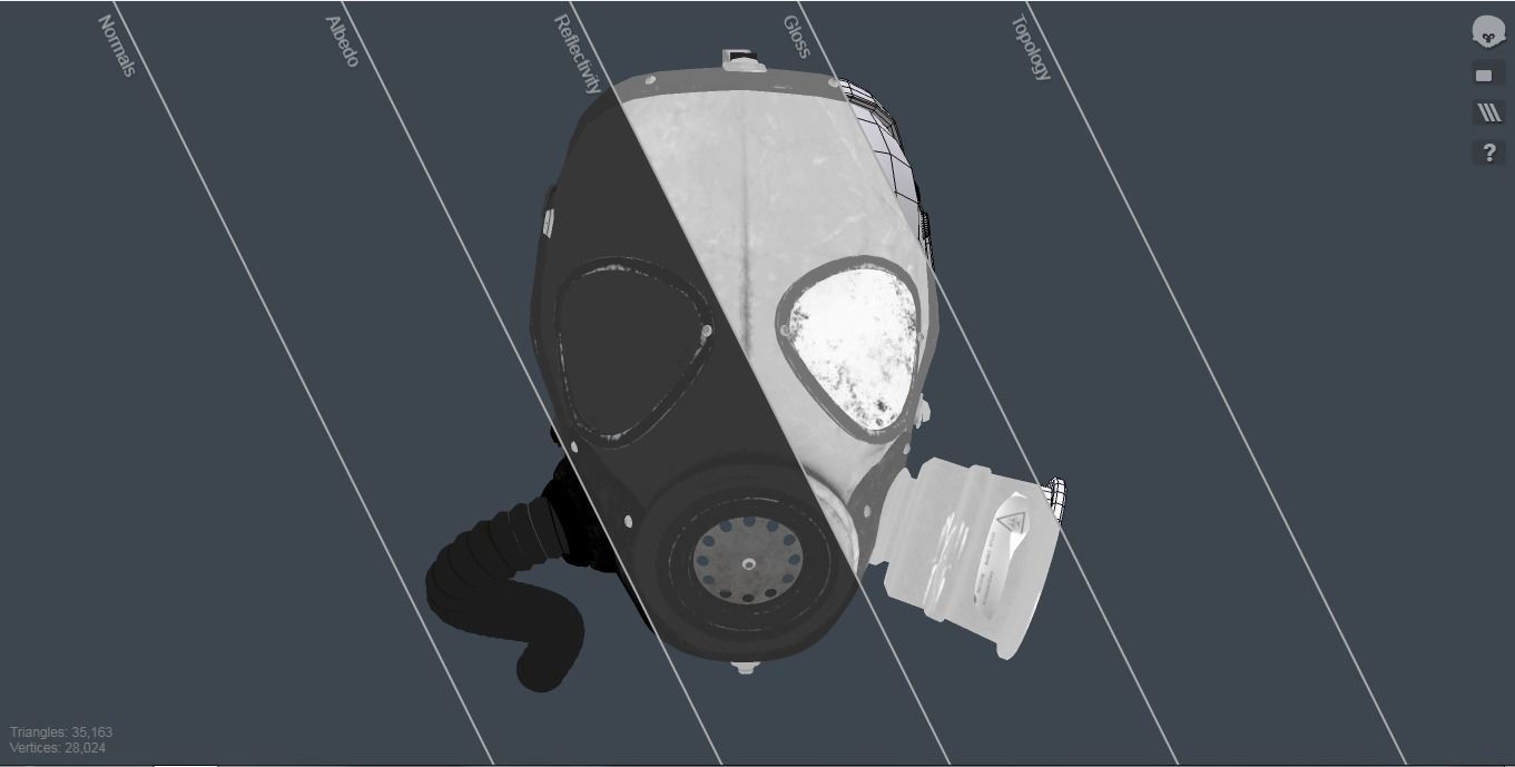 Gas Mask Low-poly 3D model_19
