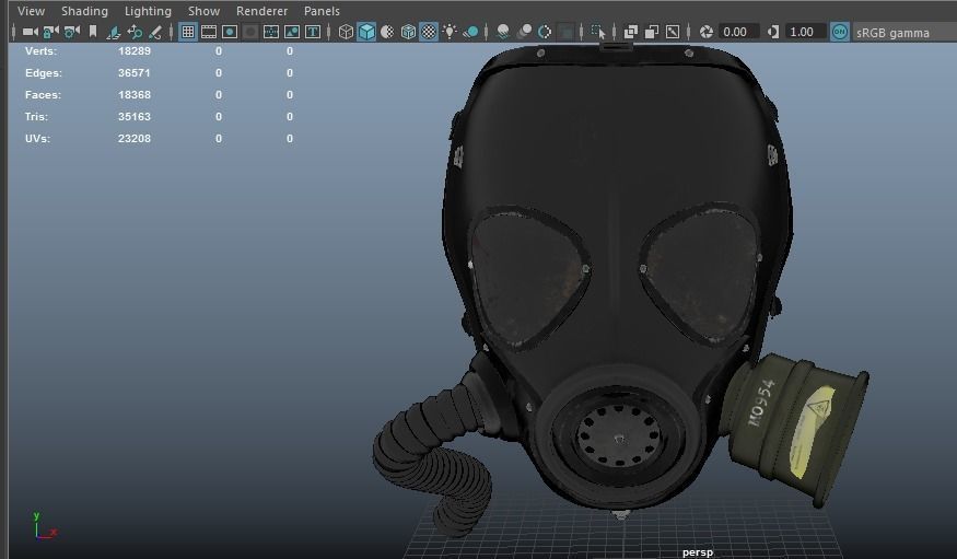Gas Mask Low-poly 3D model_21