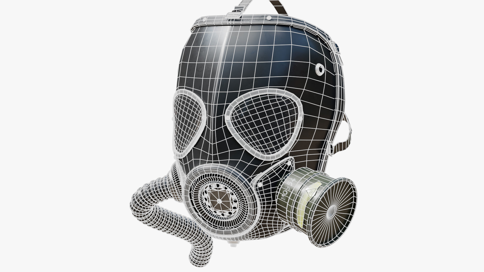 Gas Mask Low-poly 3D model_7