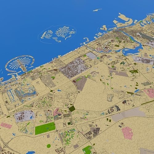 Dubai Sharjah Ajman Cities Oct 2020 Low-poly 3D model
