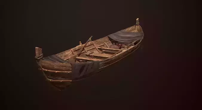 Old Rowboat Low-poly 3D model