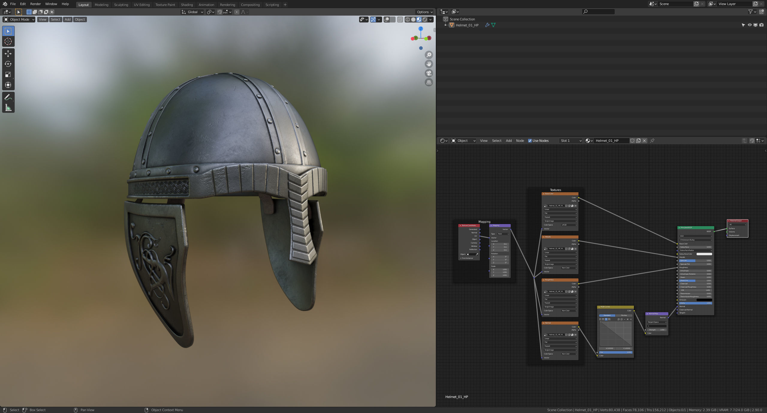 Medieval Helmet High Poly 3D model_7
