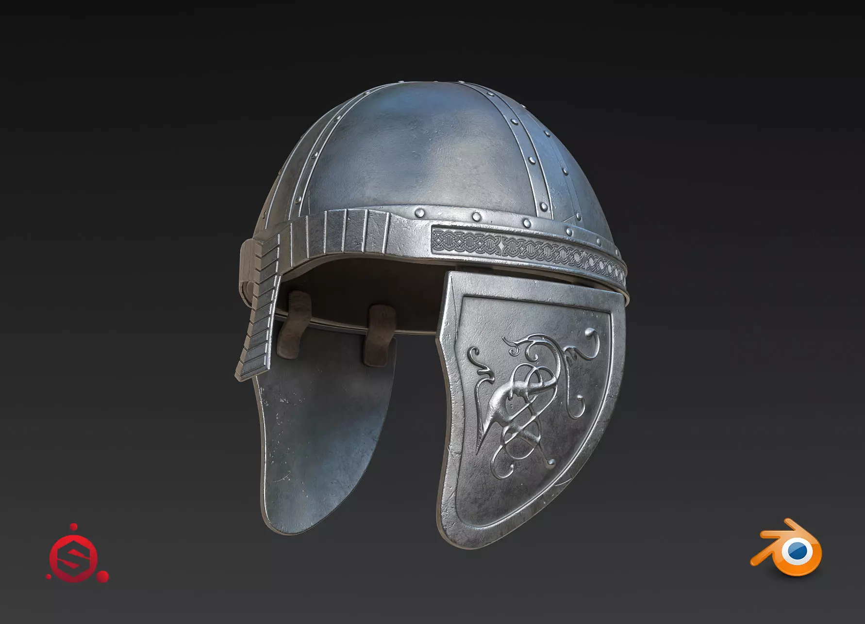 Medieval Helmet High Poly 3D model_0