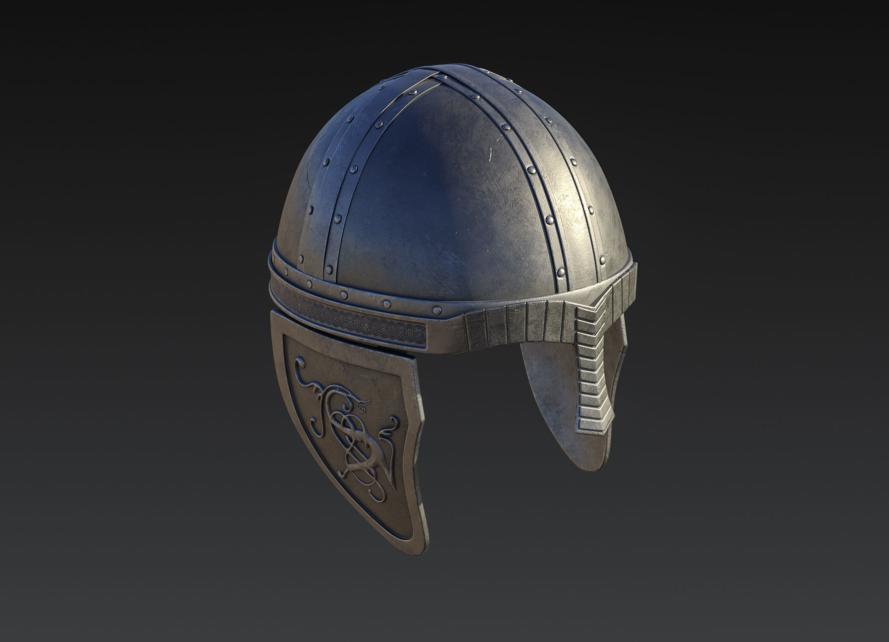 Medieval Helmet High Poly 3D model_4