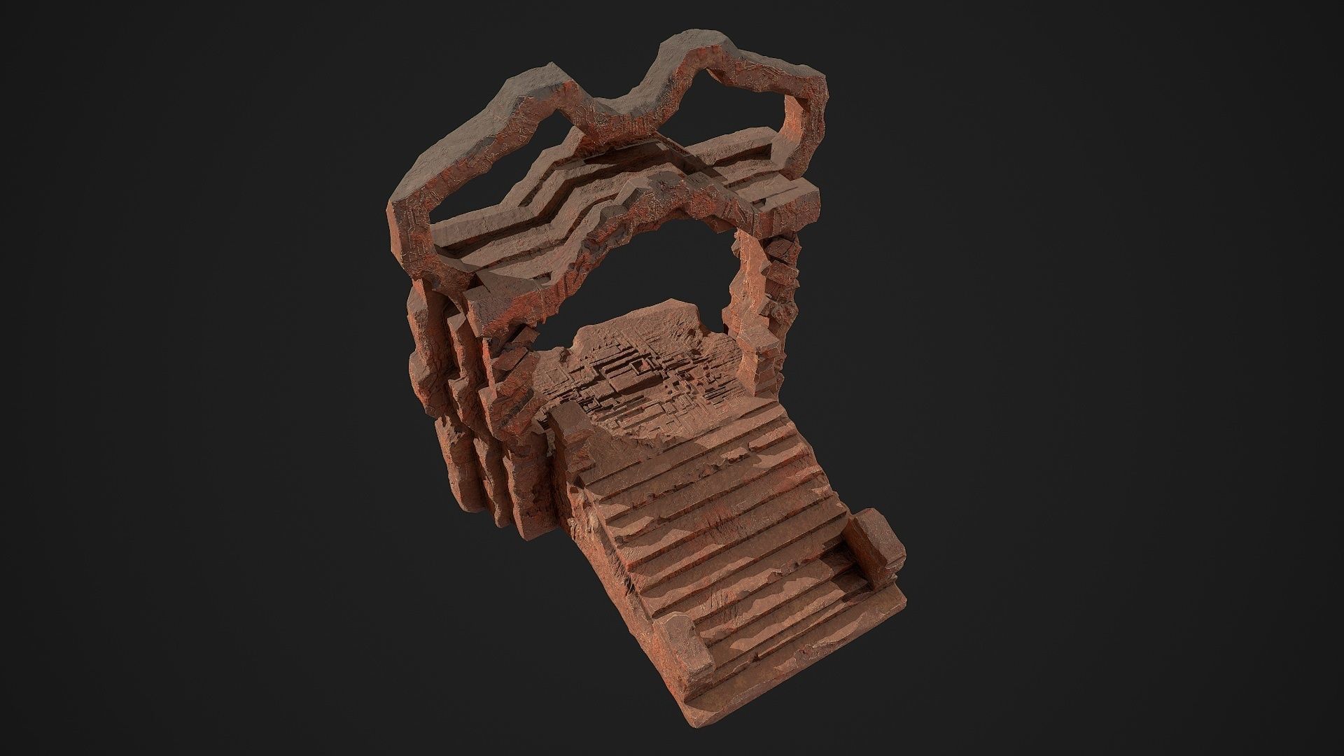 Fantasy red rocky portal environment asset Low-poly 3D model_10