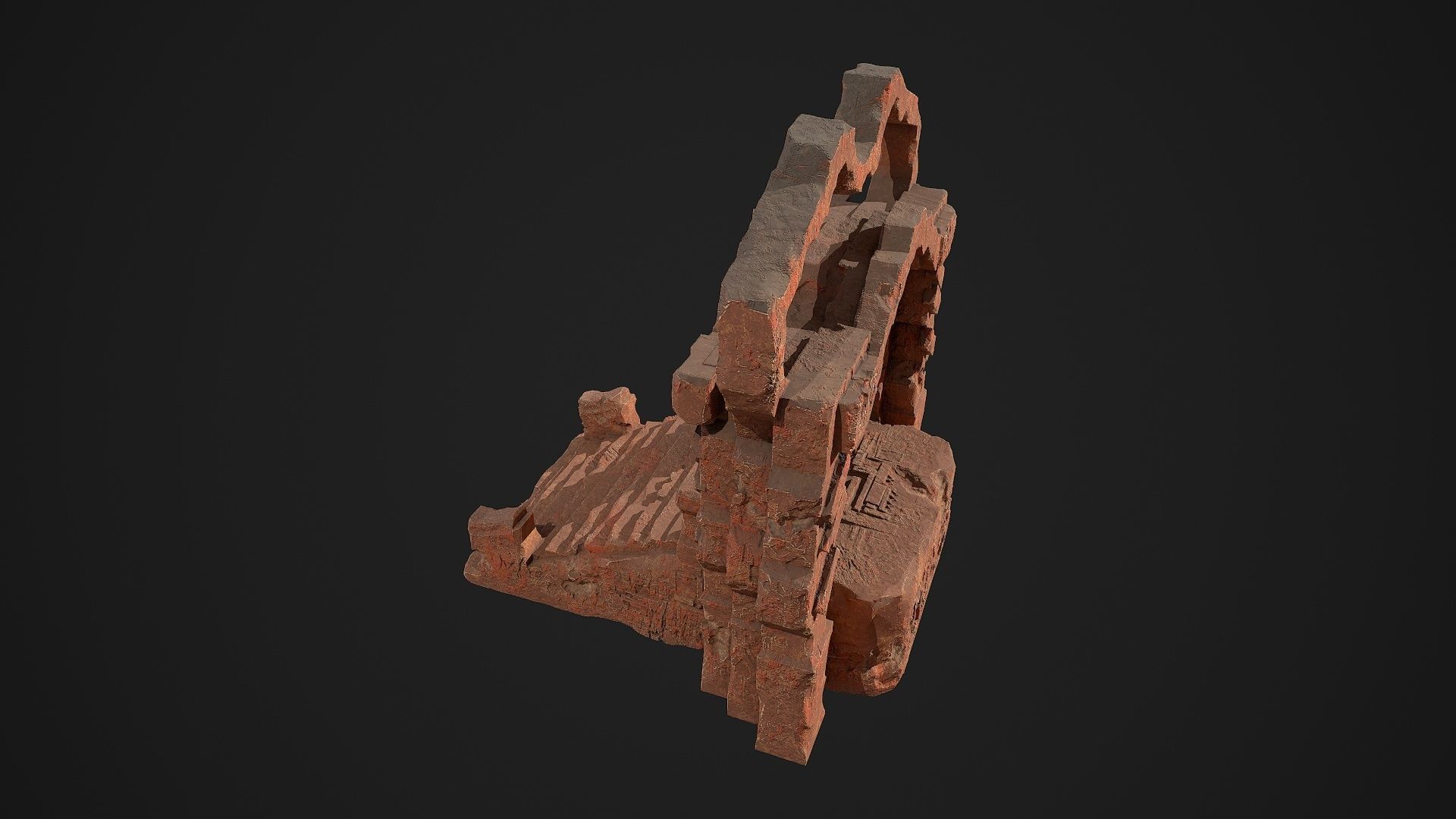 Fantasy red rocky portal environment asset Low-poly 3D model_6