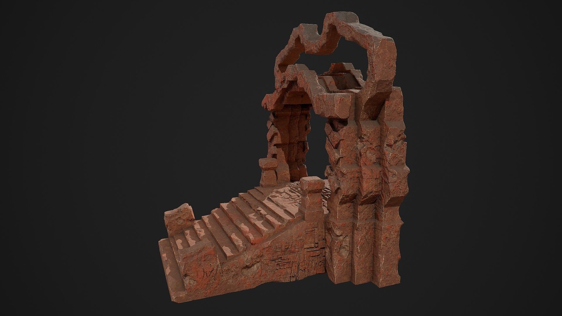 Fantasy red rocky portal environment asset Low-poly 3D model_7