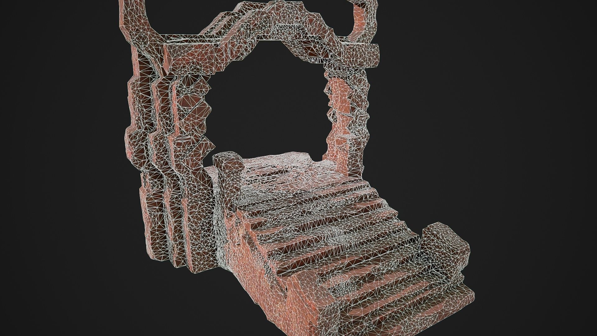 Fantasy red rocky portal environment asset Low-poly 3D model_11