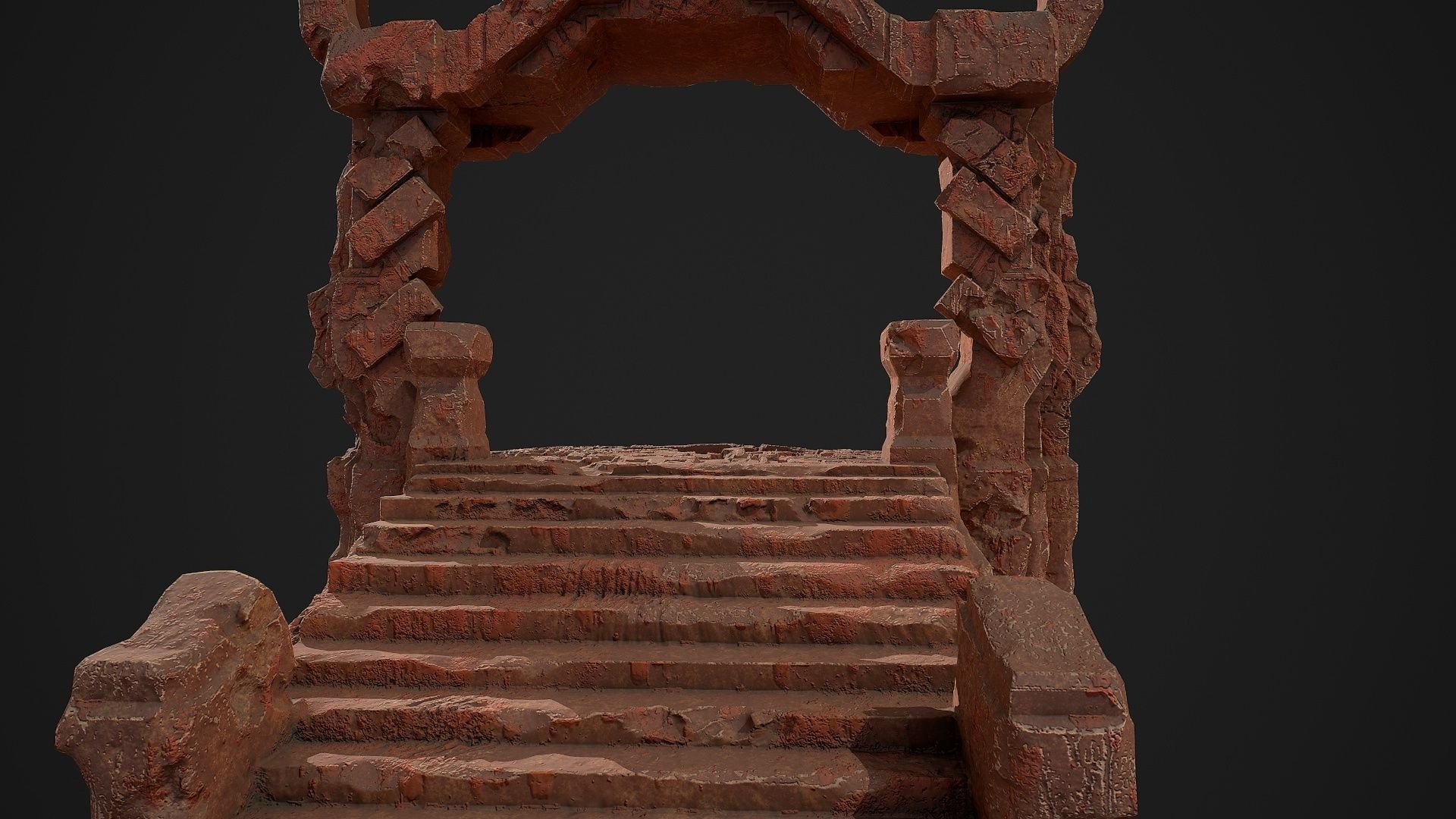 Fantasy red rocky portal environment asset Low-poly 3D model_8