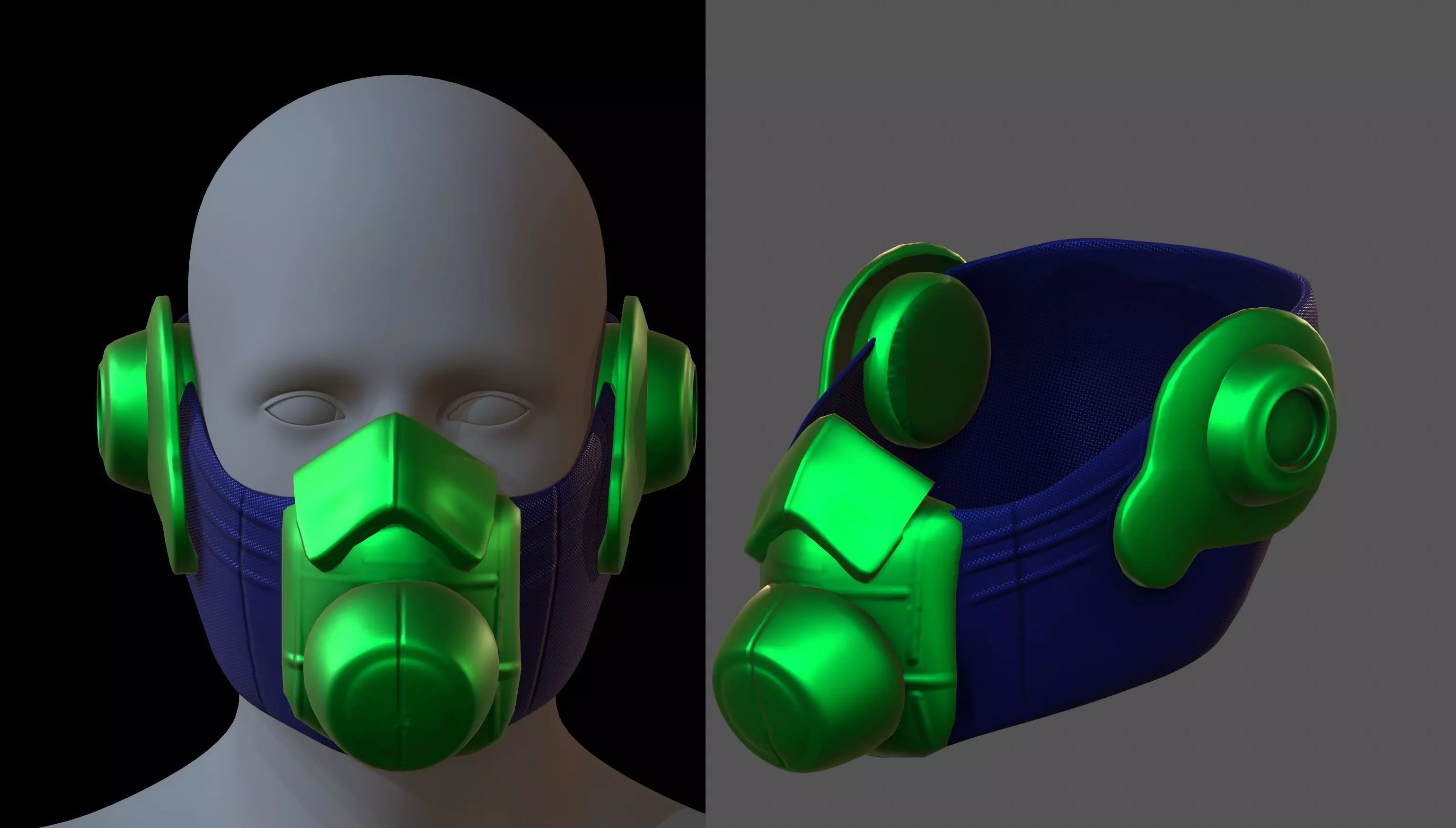 Gas mask helmet 3d model scifi Low-poly Low-poly 3D model_0