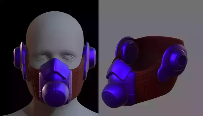 Gas mask helmet 3d model scifi Low-poly 