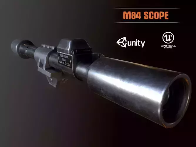 M84 Rifle WW2 Scope USA PBR Low-poly 3D model