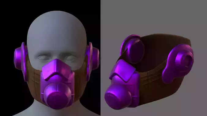 Gas mask helmet 3d model scifi Low-poly 
