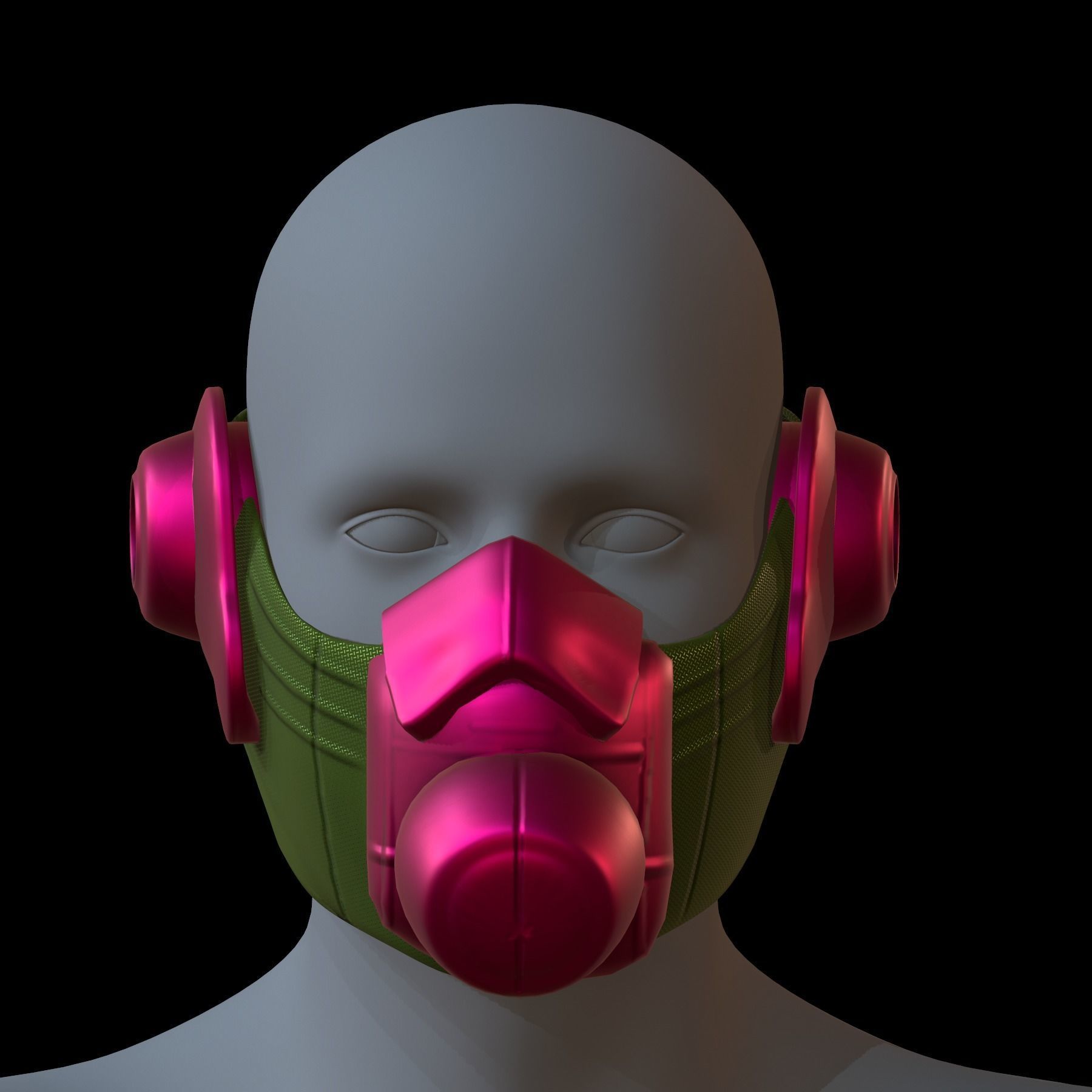 Gas mask helmet 3d model scifi Low-poly Low-poly 3D model_1