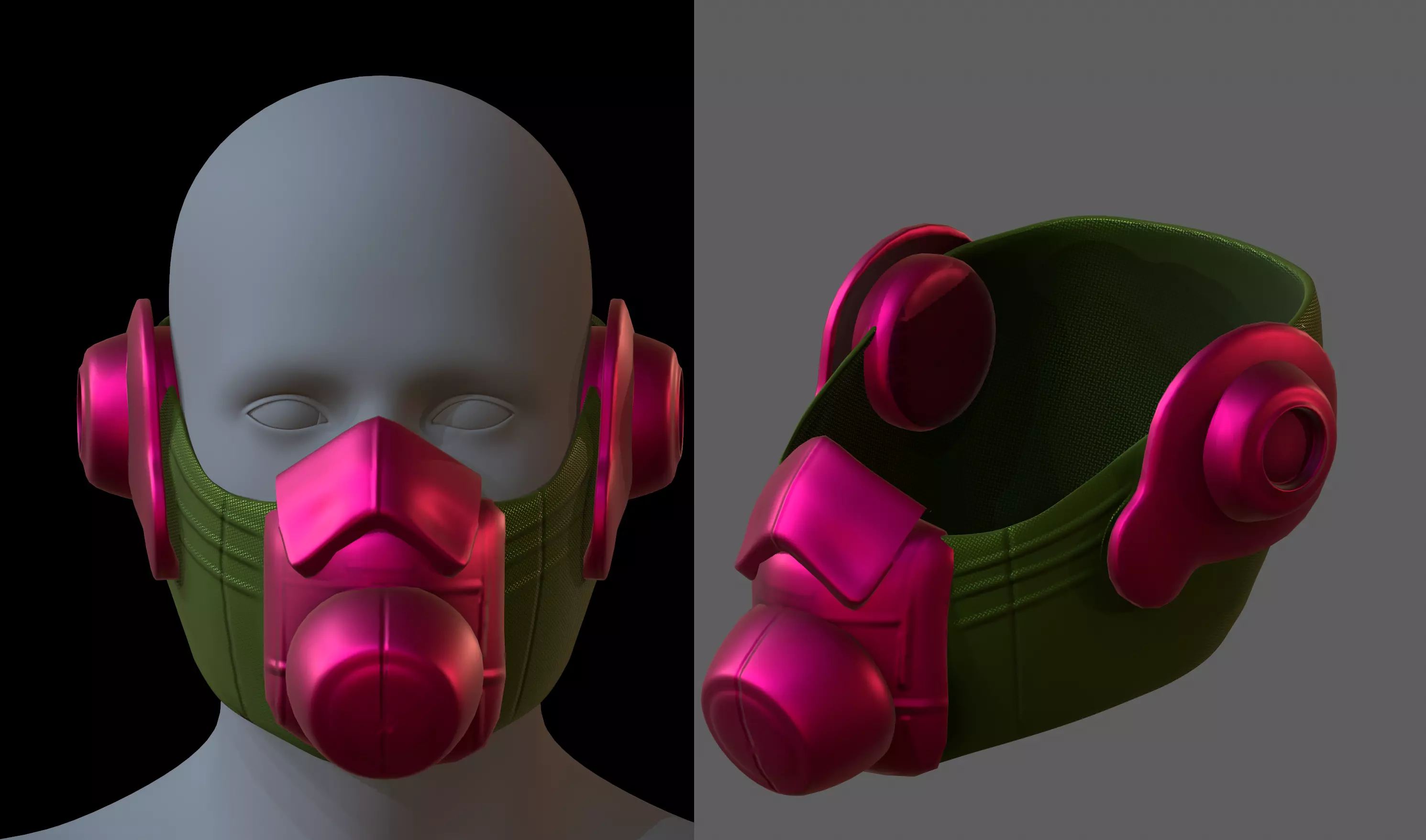 Gas mask helmet 3d model scifi Low-poly Low-poly 3D model_0