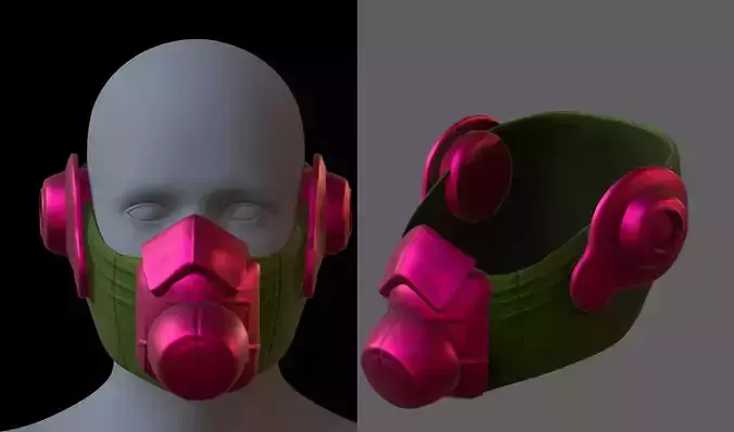 Gas mask helmet 3d model scifi Low-poly 