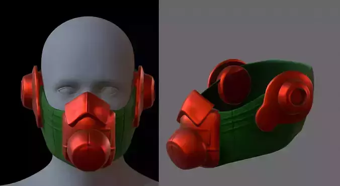 Gas mask helmet 3d model scifi Low-poly 