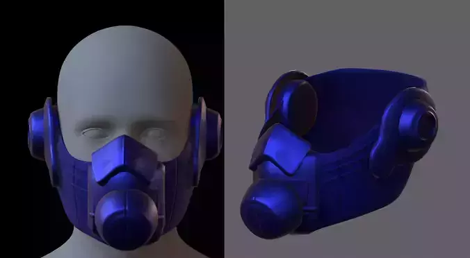 Gas mask helmet 3d model scifi Low-poly 