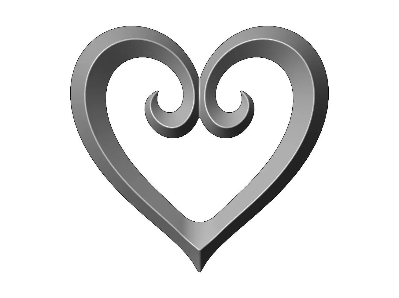 Heart shaped decoration element relief 3D print model