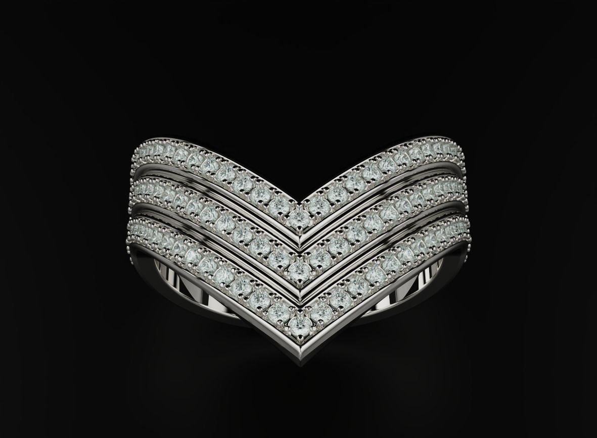 Stylish ring with diamonds and onyx 550 3D print model_3