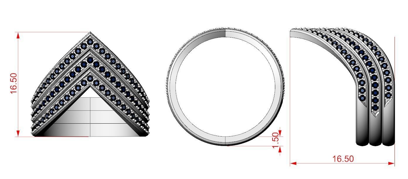 Stylish ring with diamonds and onyx 550 3D print model_10