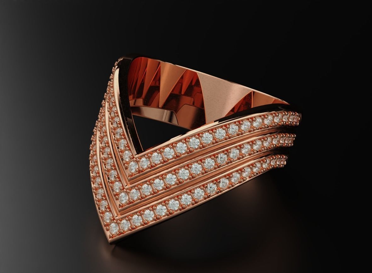 Stylish ring with diamonds and onyx 550 3D print model_1