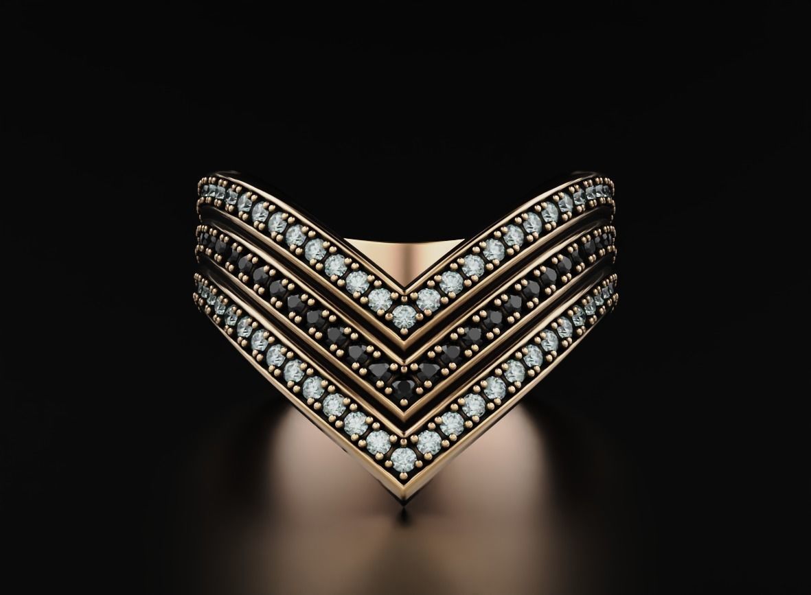 Stylish ring with diamonds and onyx 550 3D print model_4