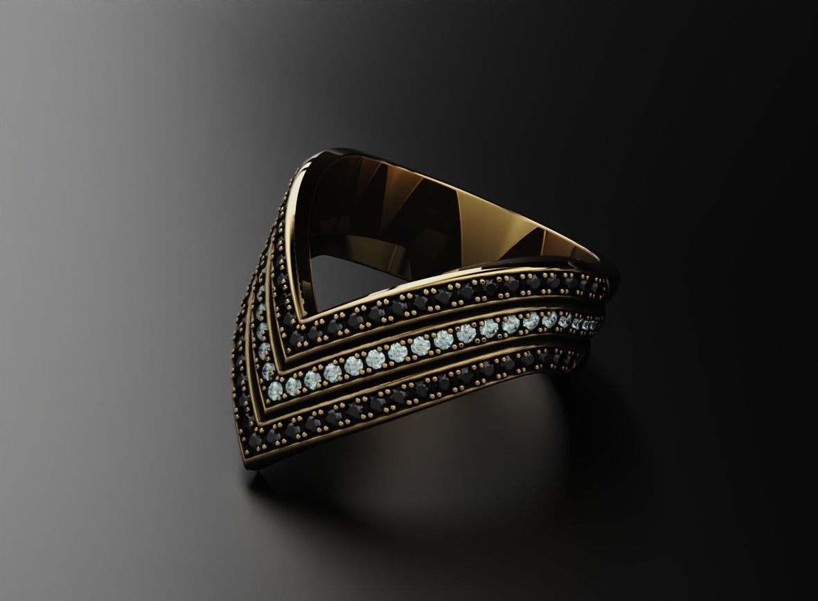 Stylish ring with diamonds and onyx 550 3D print model_8