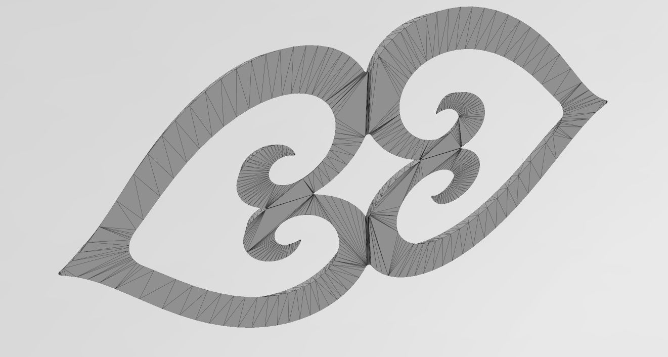 Double heart floral scroll relief 3D print model_12