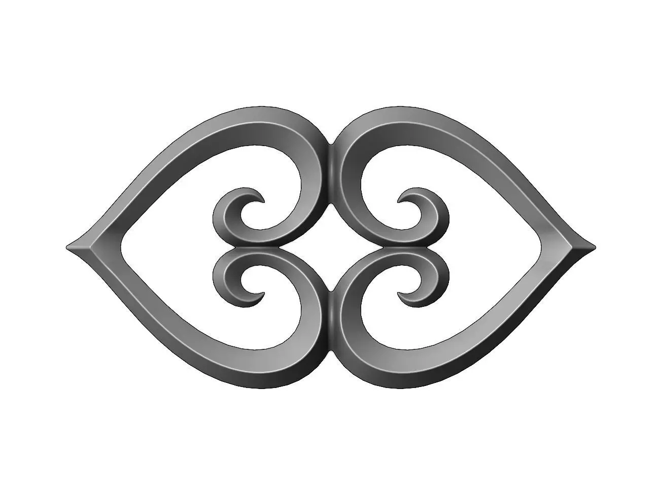 Double heart floral scroll relief 3D print model_0